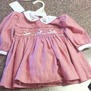 Pink Baby Dress with Embroidered Details